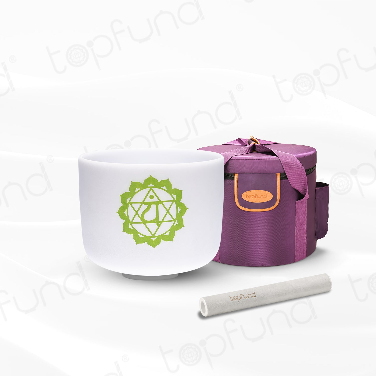 TOPFUND F NOTE 9 inch Colored Chakra Crystal Singing Bowl with Heavy Duty Carrying Case and Singing Bowl Mallets Suede Striker - TOPFUND Crystal Singing Bowl